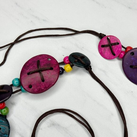 Colorful Coconut Shell Beaded Boho Tie Belt Small (S) ✨ - Picture 6 of 13